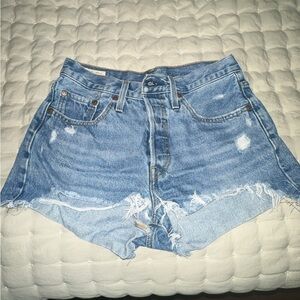 Levi’s Distressed Blue Denim Women Shorts